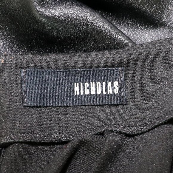 Nicholas Black High Waisted Leather Pencil Skirt Formal Evening Side Slit Skirt - Picture 5 of 5